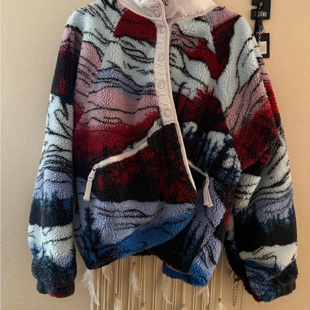 Free People Multicolor Fleece Jacket with Zippered Front - Picture 2 of 6